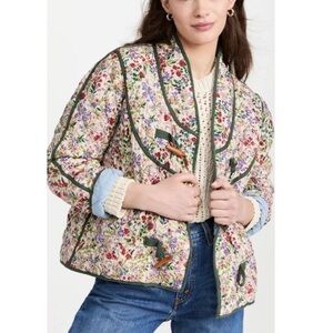 THE GREAT Reversible Quilted Floral Cotton Toggle Jacket